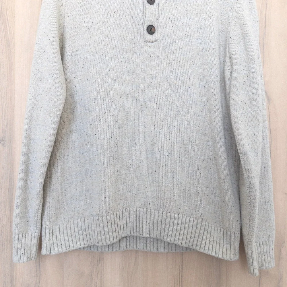 Mens Knit Pullover Sweater Size L Cream Preppy Cabin Cozy Preppy Outdoor Classic